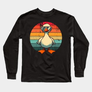 Silly Goose in Sunglasses Pun Meme Pool Funny Goose Long Sleeve T-Shirt